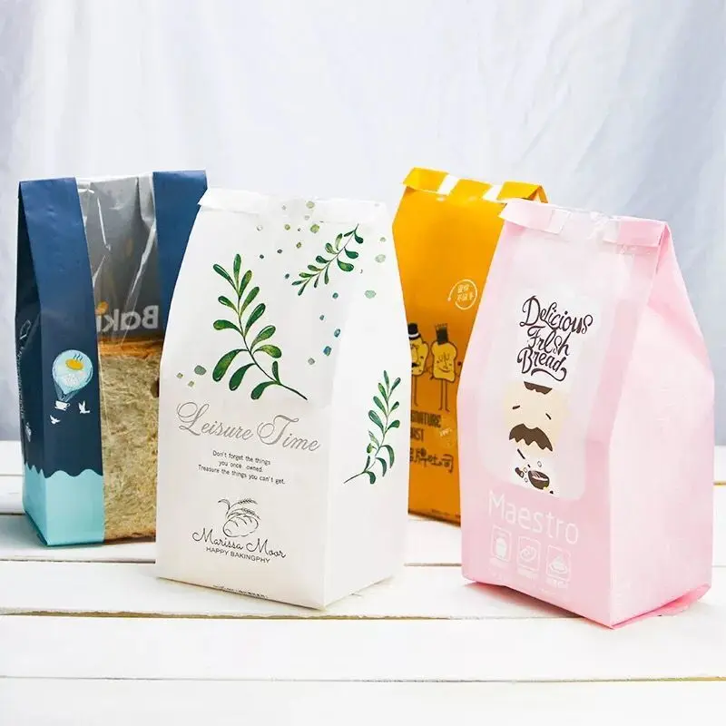 Wholesale Custom Design Printed Bakery bag Kraft Bread Packaging