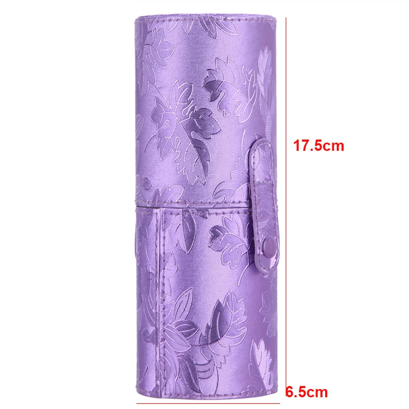 Factory custom all kinds leather bush storage barrel cosmetic cases cylinder cosmetic bags make up bush holder