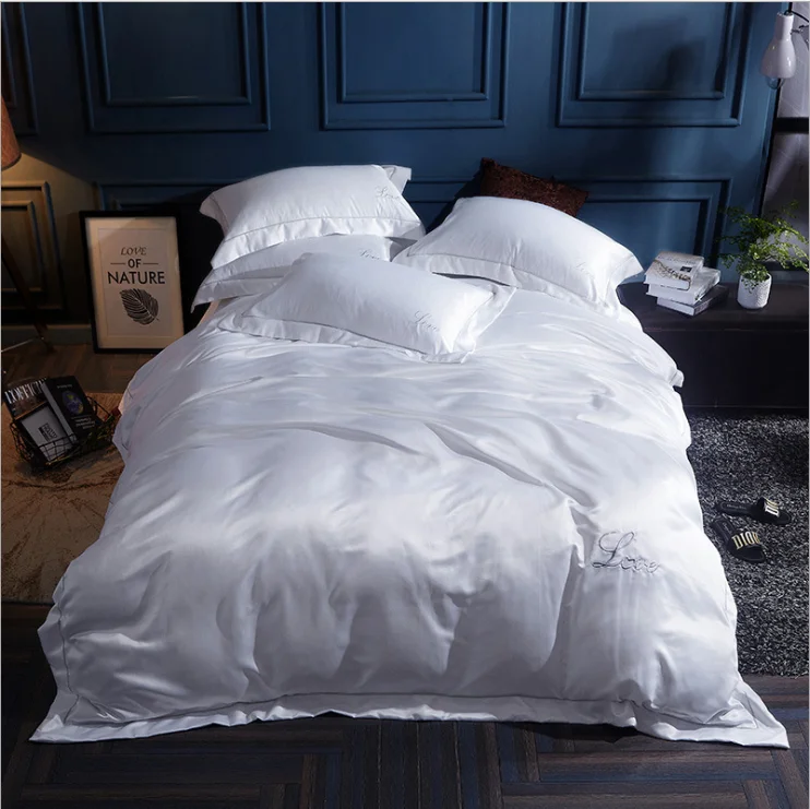 China Supplier pure mulberry Silk Bed Sheet Set Comforter Set Bedding set four pieces