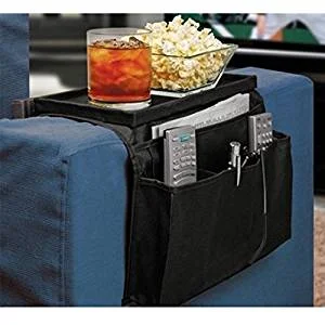 Folding 6 pockets Grey Polyester Fabric Space Saver sofa arm tray