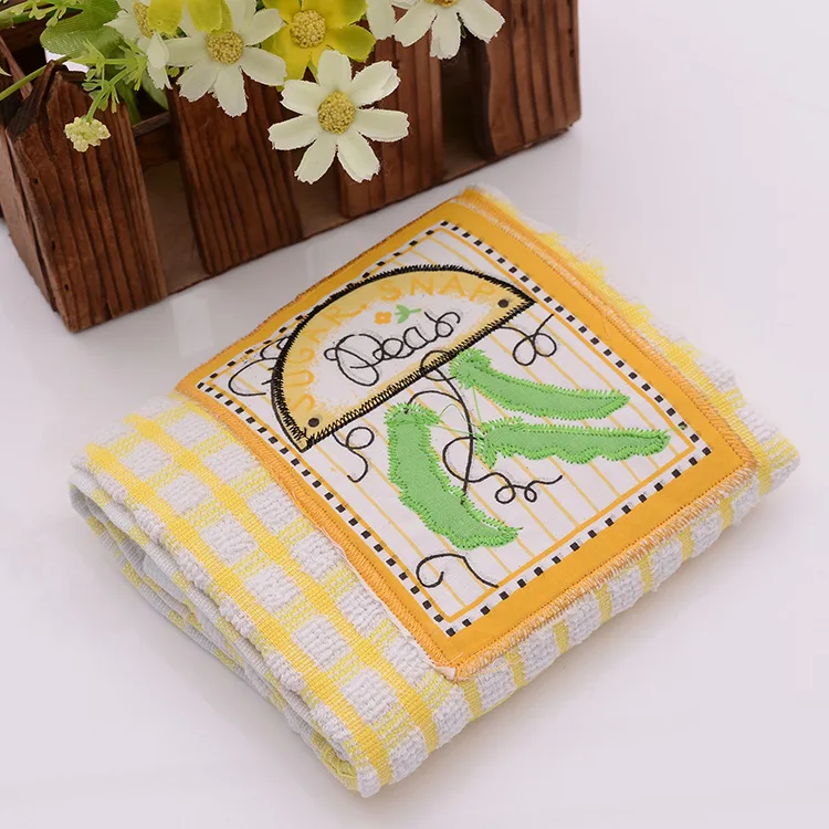 China Factory Professional Customized 100% Cotton Absorbent Embroidery Tea Towel With Custom Logo