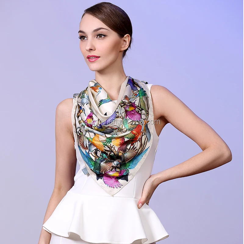 Factory No MOQ Custom Scarf 100% Silk Digital Print Scarf