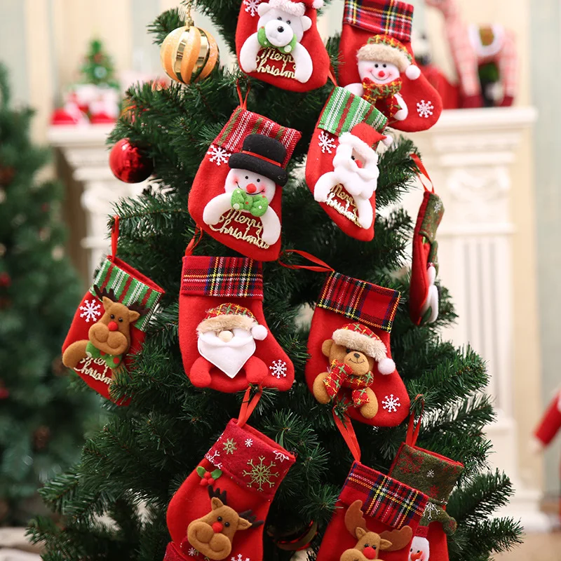 
Wholesale cheap felt hang christmas stocking mini small 3d lovely funny christmas socks 