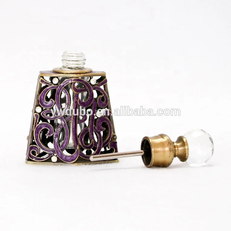 6ml Antique Metal Pocket Bag Perfume Bottle Empty Glass Essential 0il Bottle OEM ODM Manufacturer#70054/70055/70056/70057