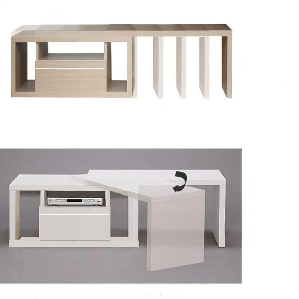 Wooden TV Cabinet TV Stand Furniture With 4 Compartments And Castors  Open Lowboard