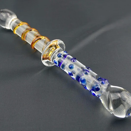 long huge double end safty glass dildo big penis crystal anal plug sex toys for lesbian