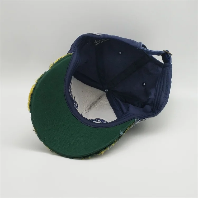 Wholesale Custom Washed Cotton Hat 5 Panel Applique Embroidery Worn-Out Plain Distressed Baseball Cap