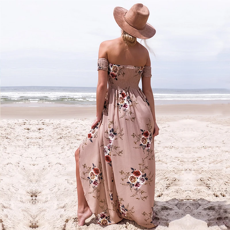 TONGYANG Women Floral Printed Boho Dress Fashion Ladies Beach Summer Dress Long Maxi dress