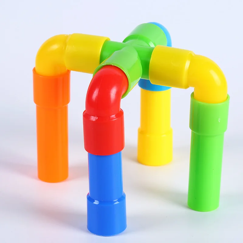 Educational children plastic tube construction block toy