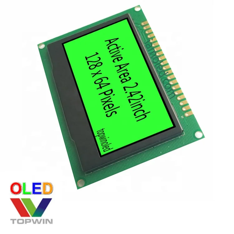 2.4' 2.42inch 2.42 inch 128x64 pixels green color oled module with PCB board TW28641240A05 ssd1309 driving IC multi Interface