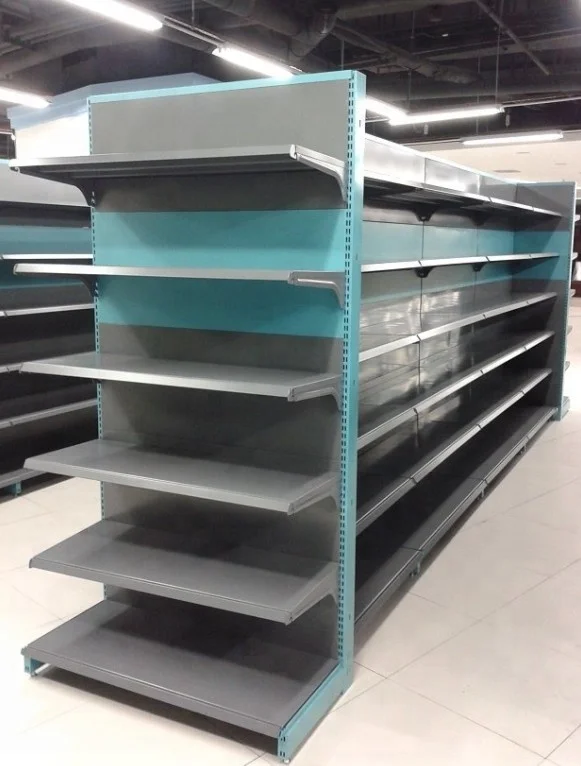 Design Gondola Supermarket Shelf with Glass Layer