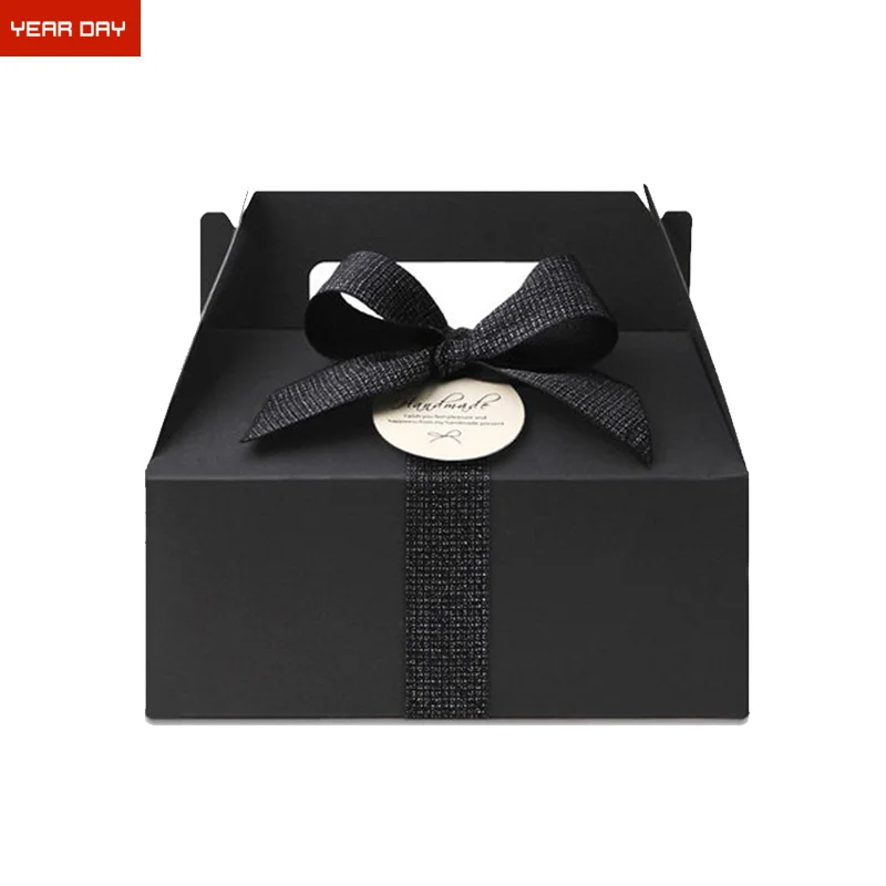 Black Large Gable Kraft Paper  Cupcake Box with Handle