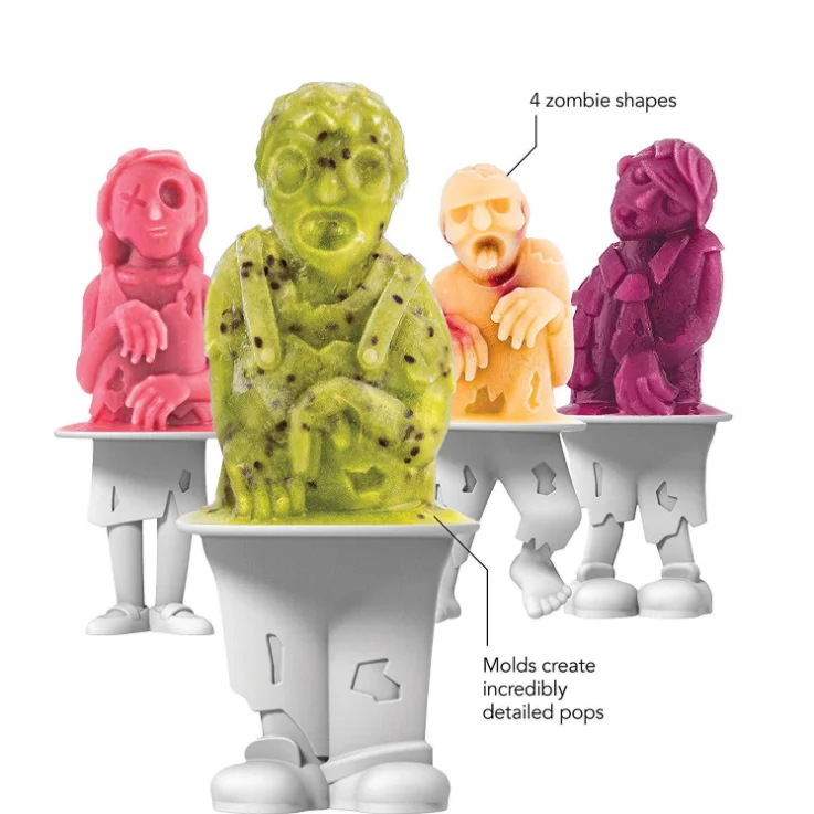 Zombies silicone ice cream maker boxes cubes tray stick popsicle molds moulds