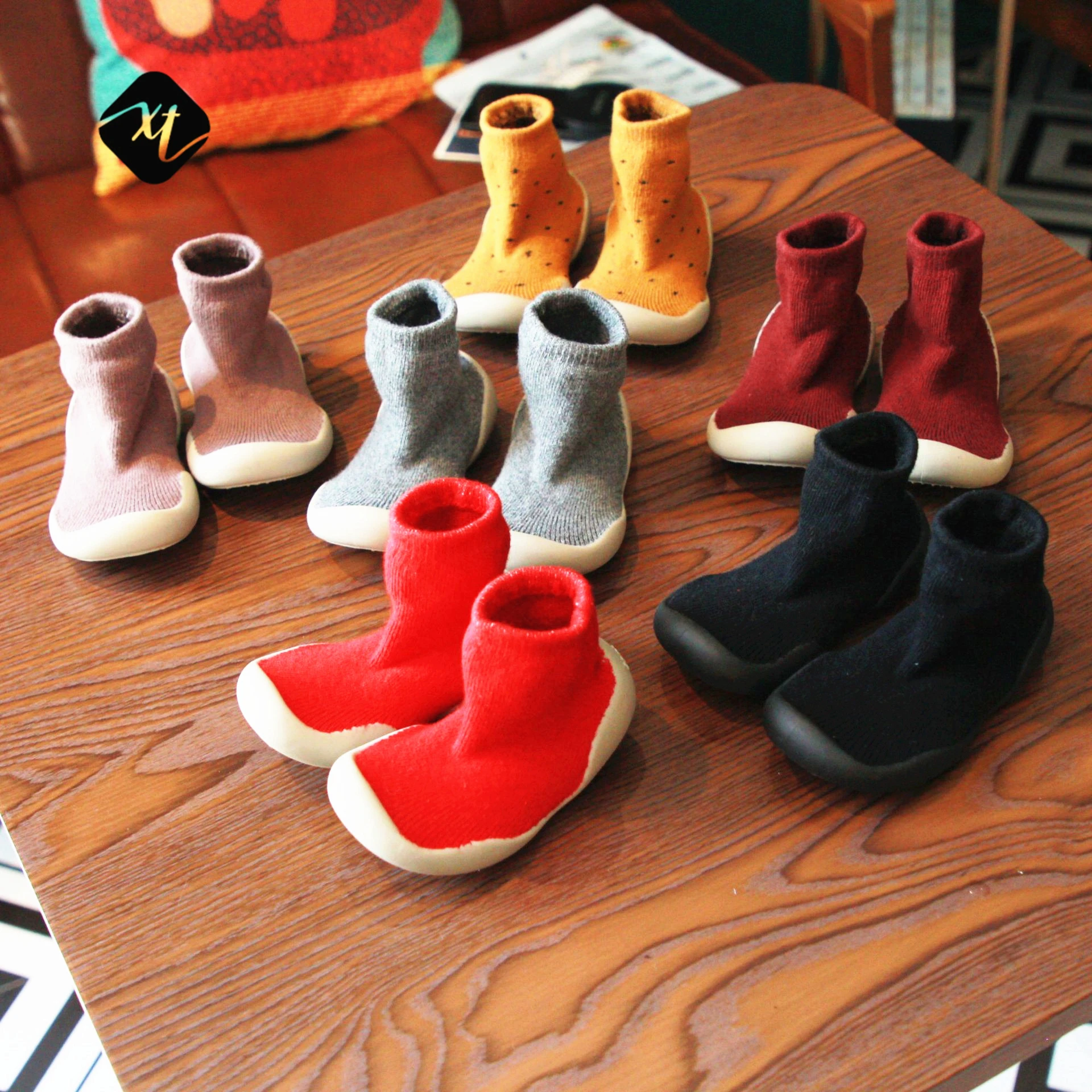 Baby toddler stretch knit sneakers kids slippers unisex  antislip baby socks shoes