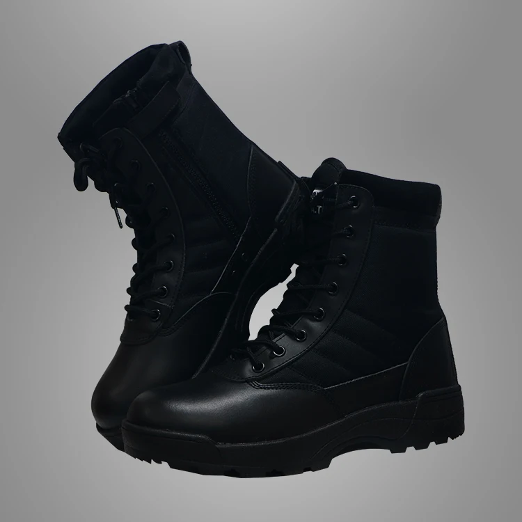 PU leather black color boots tactical boots for men