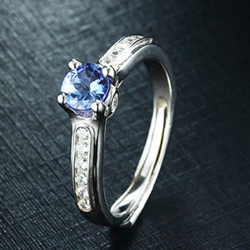 Fashion natural gemstone jewelry sterling silver 925  tanzanite finger  rings for women
