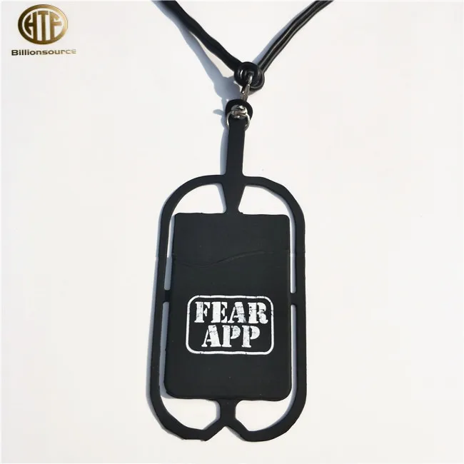 2020 Promotional customized logo silicone rubber lanyard cell phone case holder