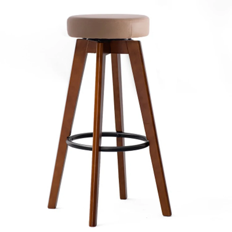 Super Quality Modern Backless Round Seat Swivel Wooden Bar Chair