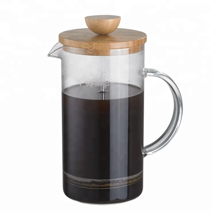 oem shenzhen wood bamboo borosilicate glass french press coffee pot cups 1000ml