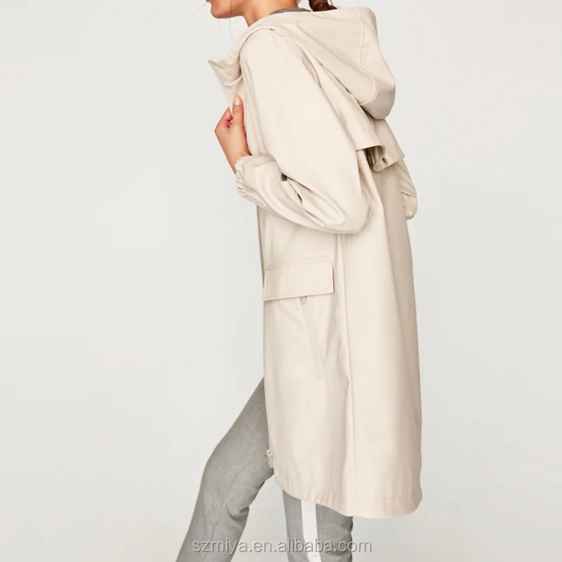 
European style waterproof raincoat windbreaker tooded womens parka jacket 