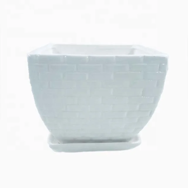 white ceramic indoor pots for succelent square pots for plants  wholesale ceramic pots white square planter
