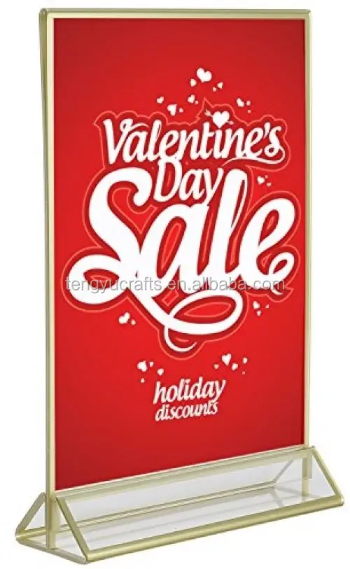 5 X 7 A4 acrylic photo fram Wedding and Party Table Card Holder With 3mm Gold Border