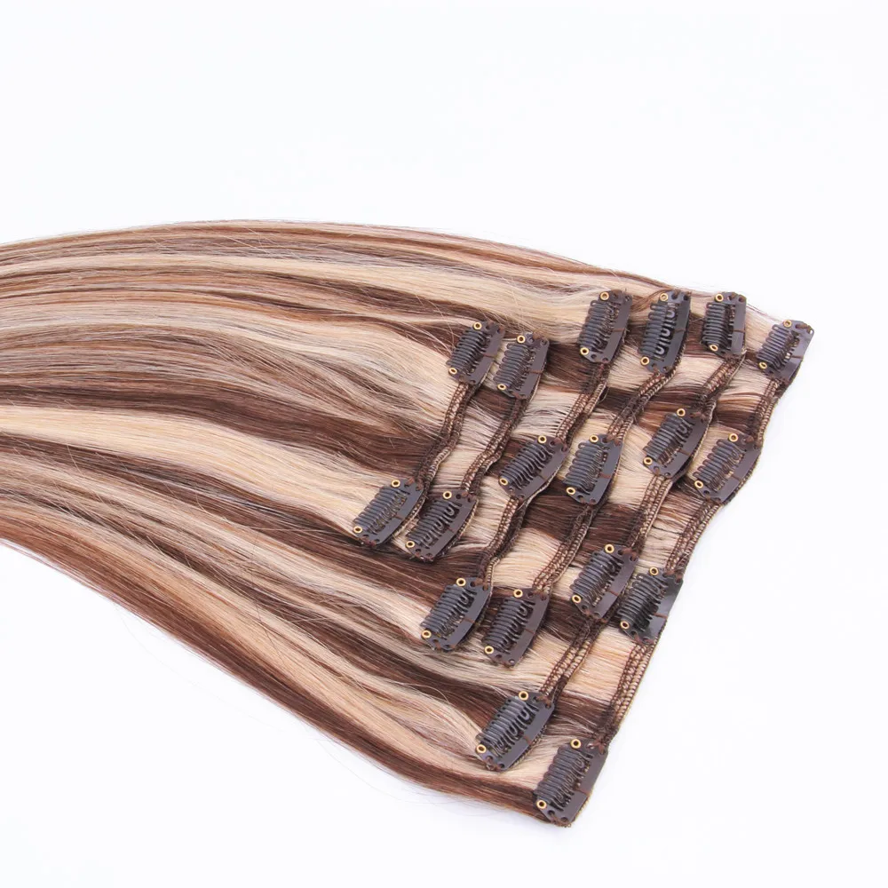 
Virgin Remy Cuticle Aligned Hair Extension Human Onbre Clip In Russian Hair Extensions 