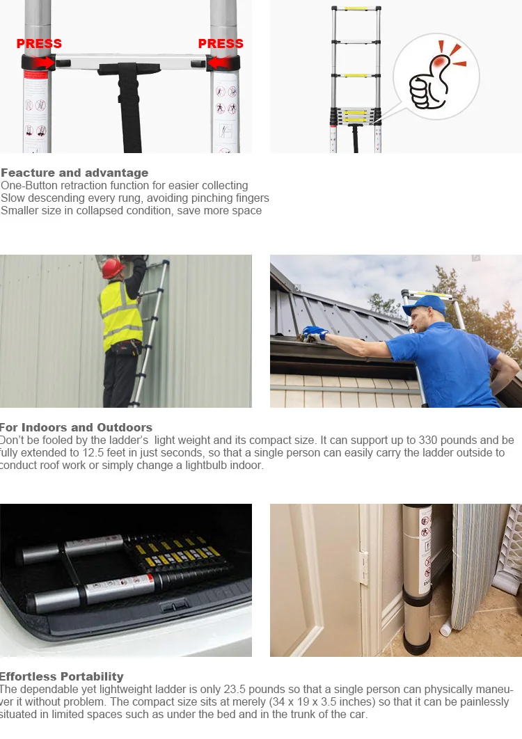 Wholesale Prices Portable Easy Storage Telescopic Aluminium Step Ladder