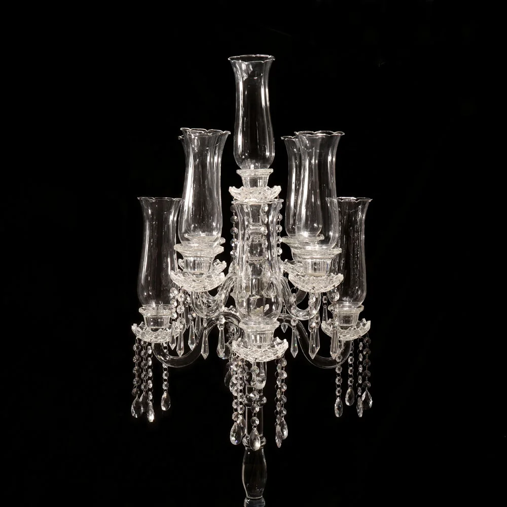 120cm Height Glass Hurricane 9 arms crystal wedding centrepiece candelabra MH-Z0177