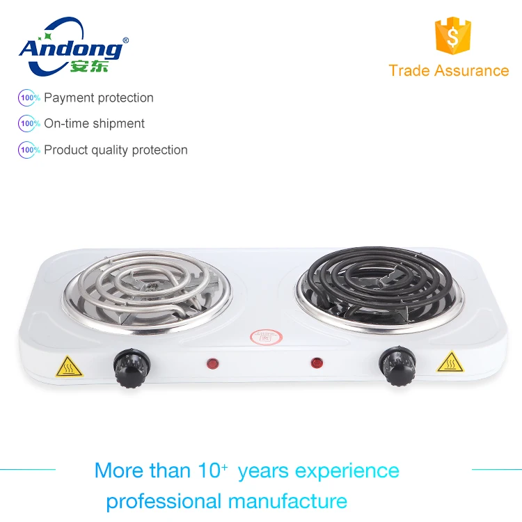 Double burner electric coil hot plate