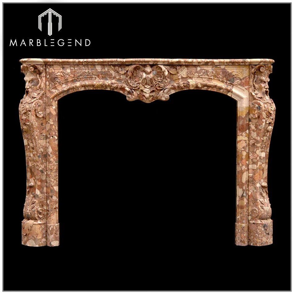 
Luxury Freestanding Hand-Carving Natural Marble Fireplace Mantel With Lion 