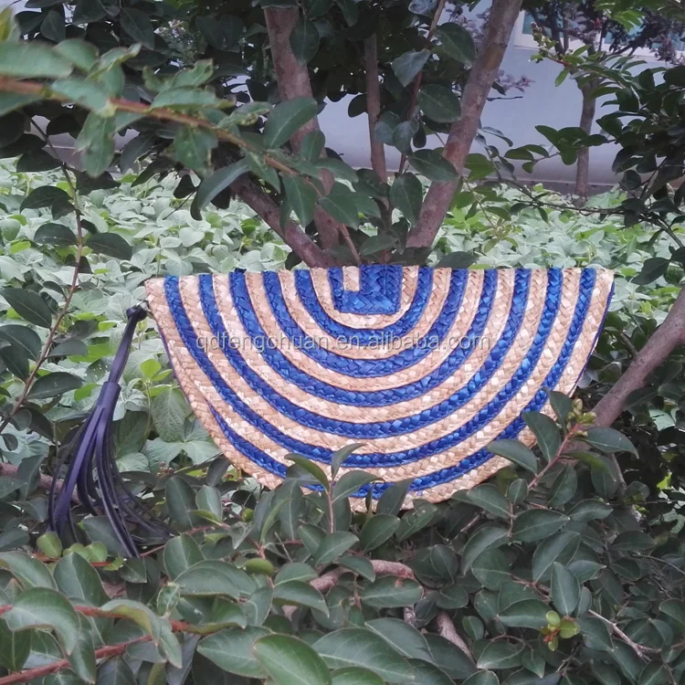 Праздничная модная соломенная сумка с кисточками женский клатч