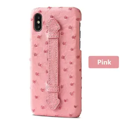100% handmade Luxury & classic Genuine Ostrich skin leather phone back case cover with stand for iphone x xs