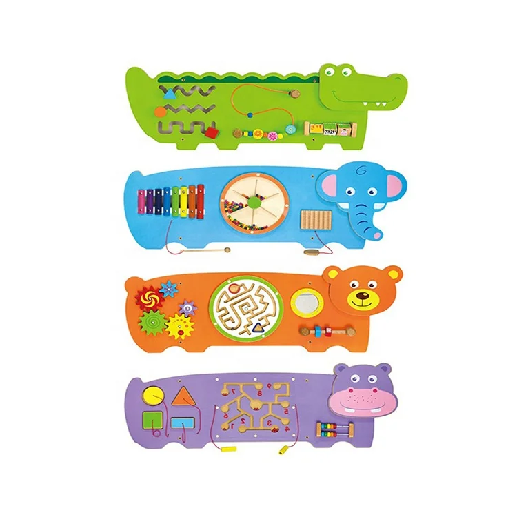Educational Percussion Instrument Puzzle Montessori Materials Animal Wall Panel Wooden Wall Game Busy Board