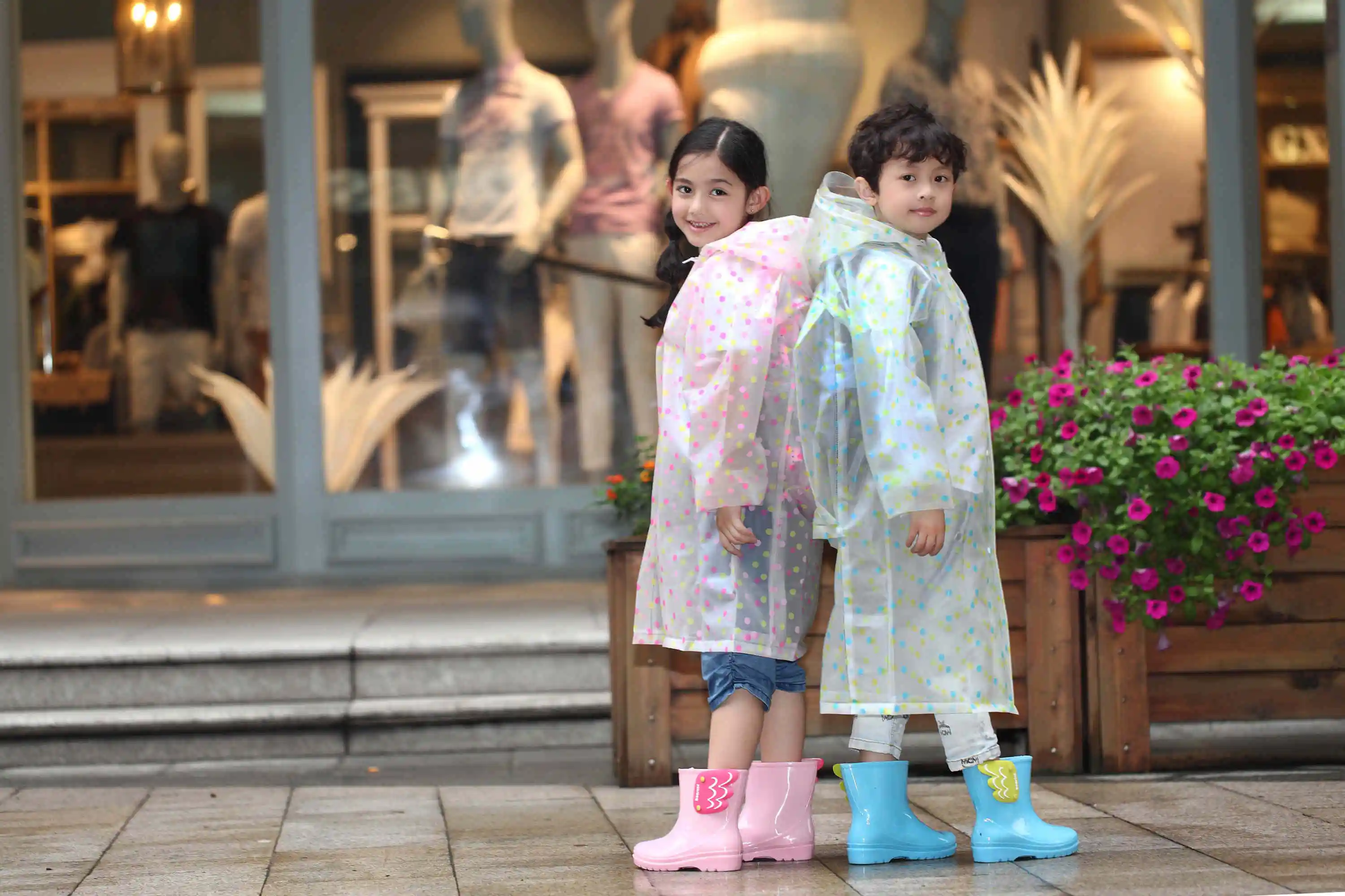 Reusable Hiking Waterproof Rainwear Transparent EVA Material Children Kids Wholesale Raincoat