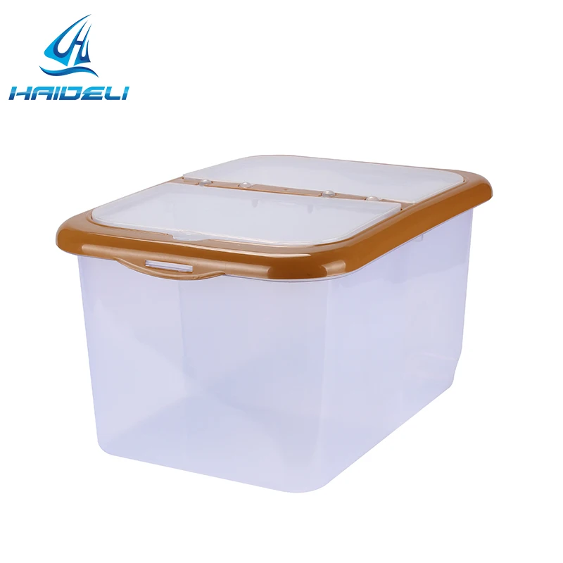 Cheap eco friendly kitchen chinese food box clear plastic 10 15 20 25kg rice grain storage containers with lid for sale