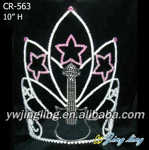 Music Theme Rhinestone Star Pageant Crown