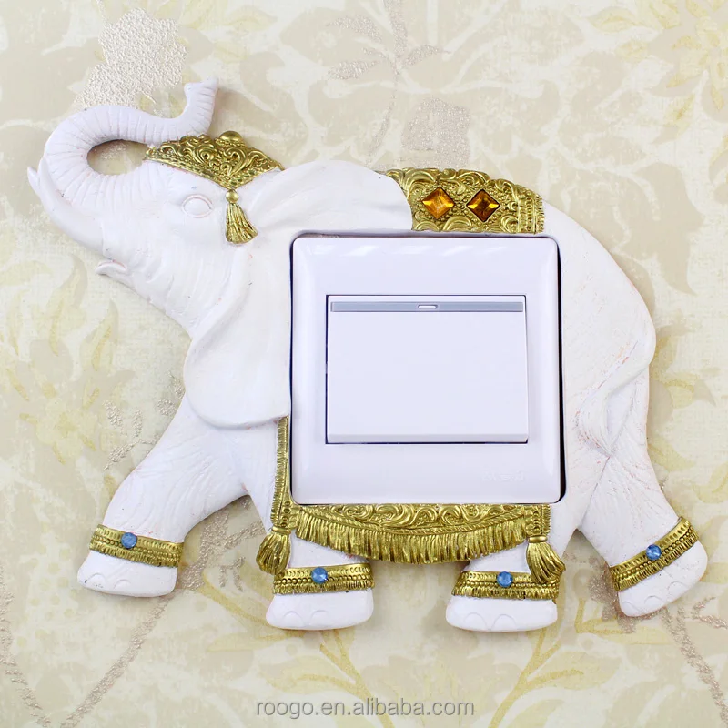 Roogo resin elephant light switch stickers