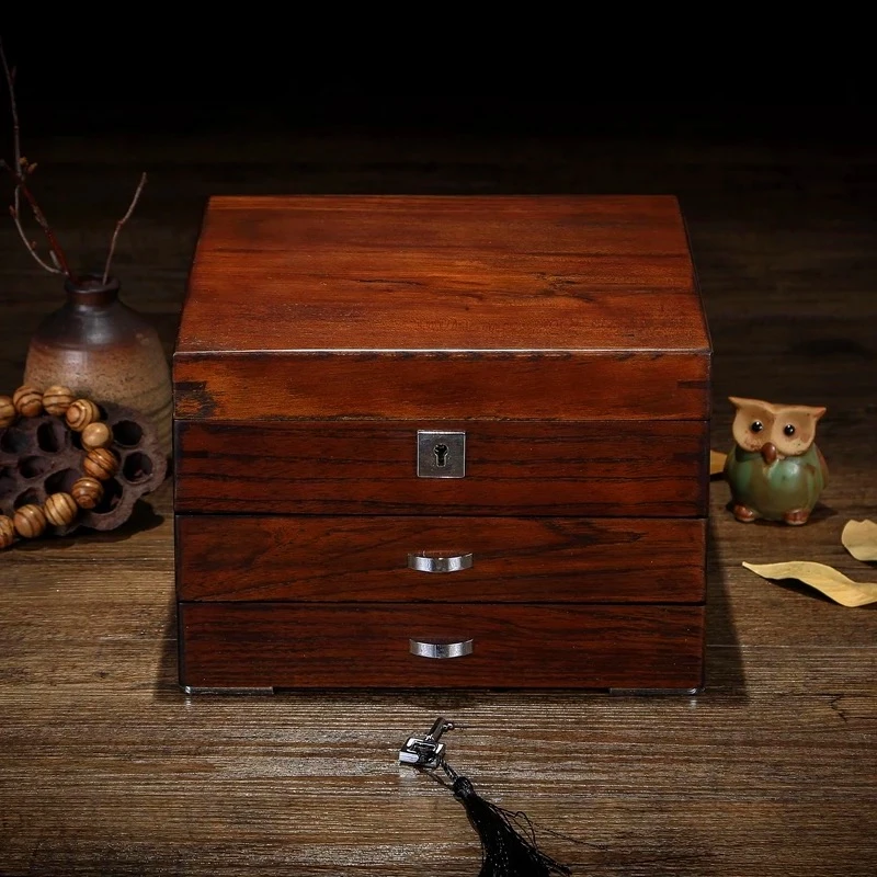 Custom  New Wholesale Solid Wood  Jewelry  Box With Lock Luxury Wooden Case