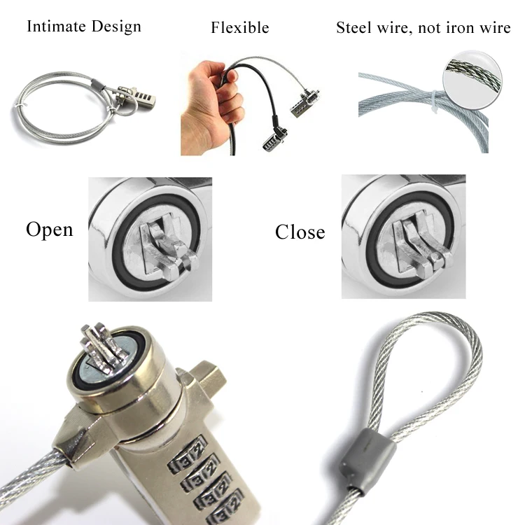 1.2m 1.5m 1.8m laptop / notebook security anti theft cable lock