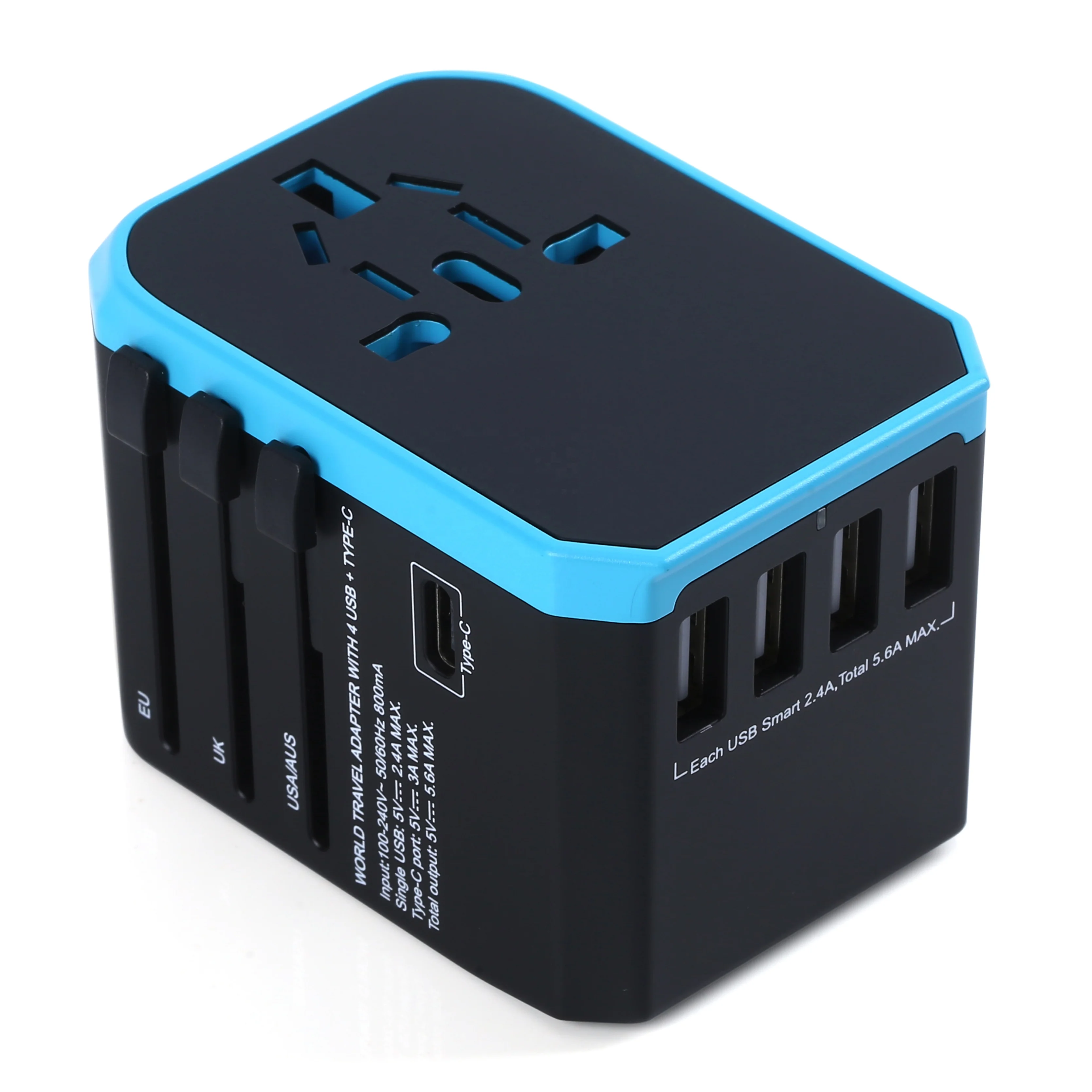 World Travel Adapter, Multipurpose Plug sockrt,  type-c with 4 USB 5600mA,global use Australia Eu UK USA