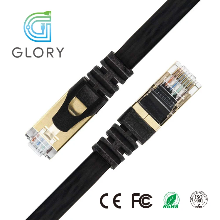 Экранированный плоский кабель Glory black network rj45