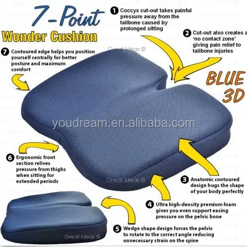 FREEDOM Seat Wedge Cushion COCCYX Chiro Lumbar Support Back Ache Pain Relief Car