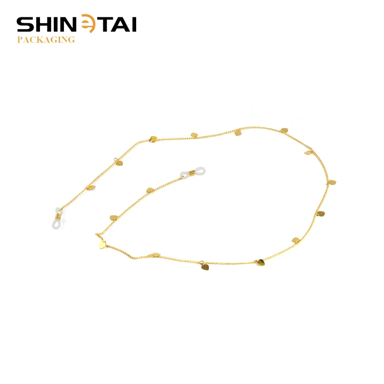 Shinetai Gold Beaded Eyeglass Sunglasses Copper Chain Strap Cord Retainer
