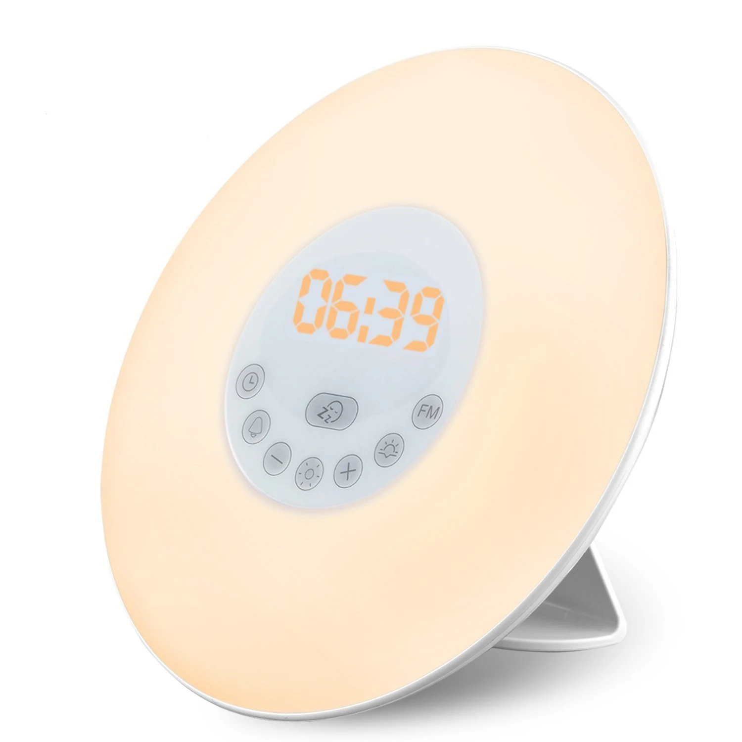 Sunrise wake up light,6 nature sound and snooze light led sunlight radio digital sunrise alarm clock with sunset simulation
