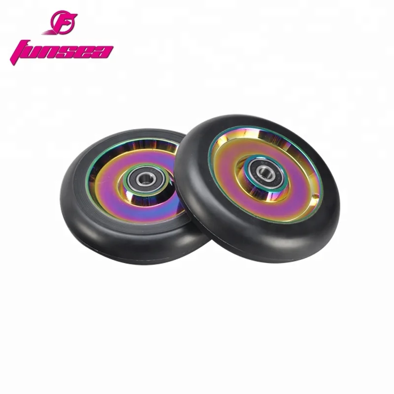 Customizable Multicolor new design RX-FSW-01 OEM 100mm Logo PVD Purple/Black adult wide wheel scooter scooter wide wheel