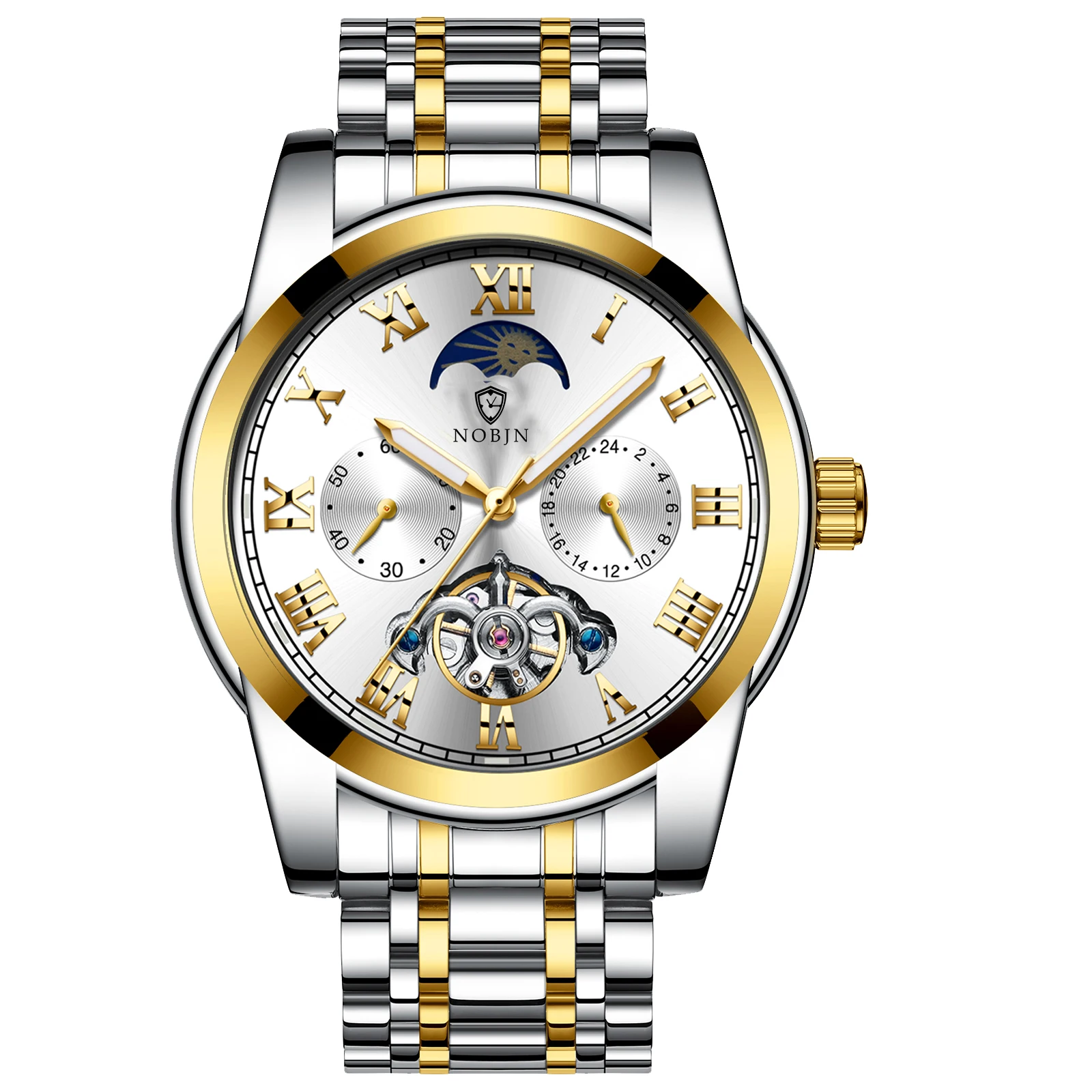 NOBJN wholesale  luxury automatic stainless steel watches for men wholesale fashion wristwatches