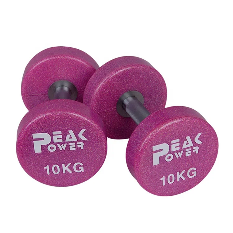 PeakPower High Quality  Hot Sale Colorful Shining Custom Logo PU Glittering Urethane Dumbbell