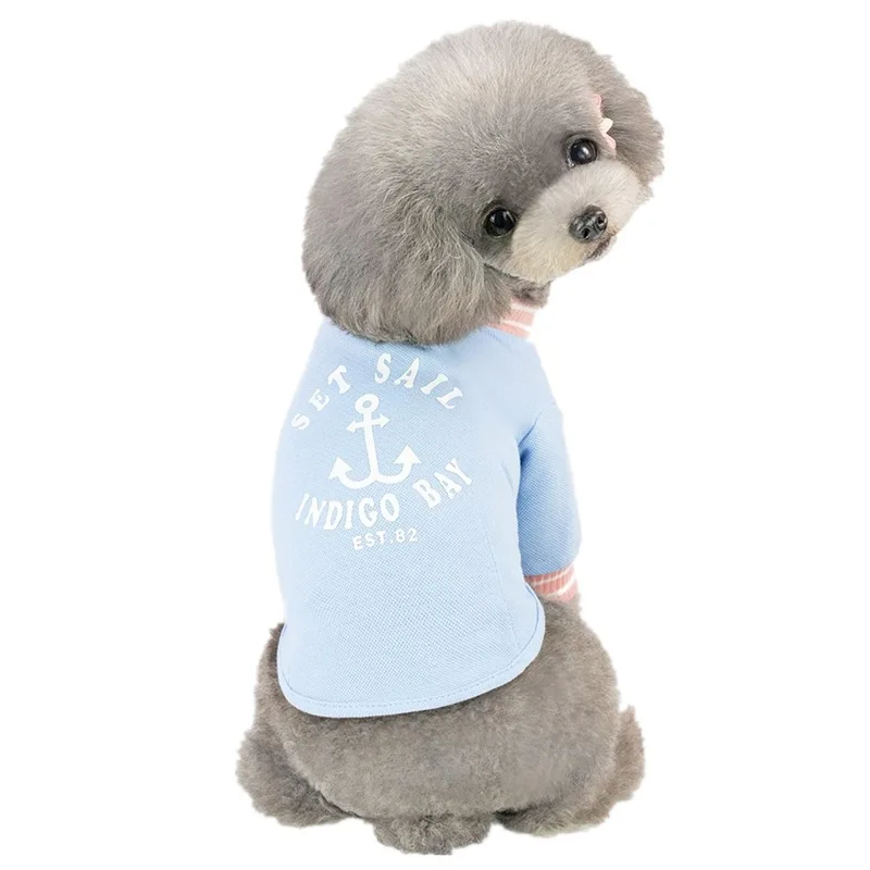 JXANRY Spring Summer New Pet Apparel Cat Clothing Dog Cotton Vest Coconut Embroidered Dog Shirt Pet Anchor Pattern Wholesale