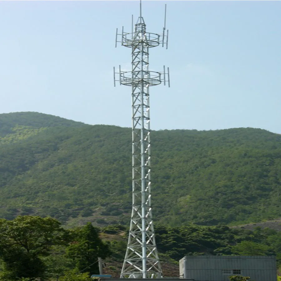 Three legged tubular communication steel tower fabricate factory